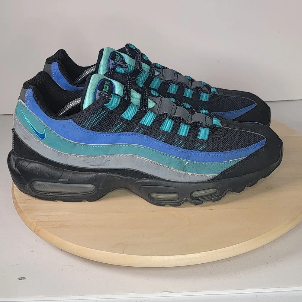 2014 Nike Air Max 95 OG SZ 12 Black Hyper Cobalt Blue Teal PRM 609048-084